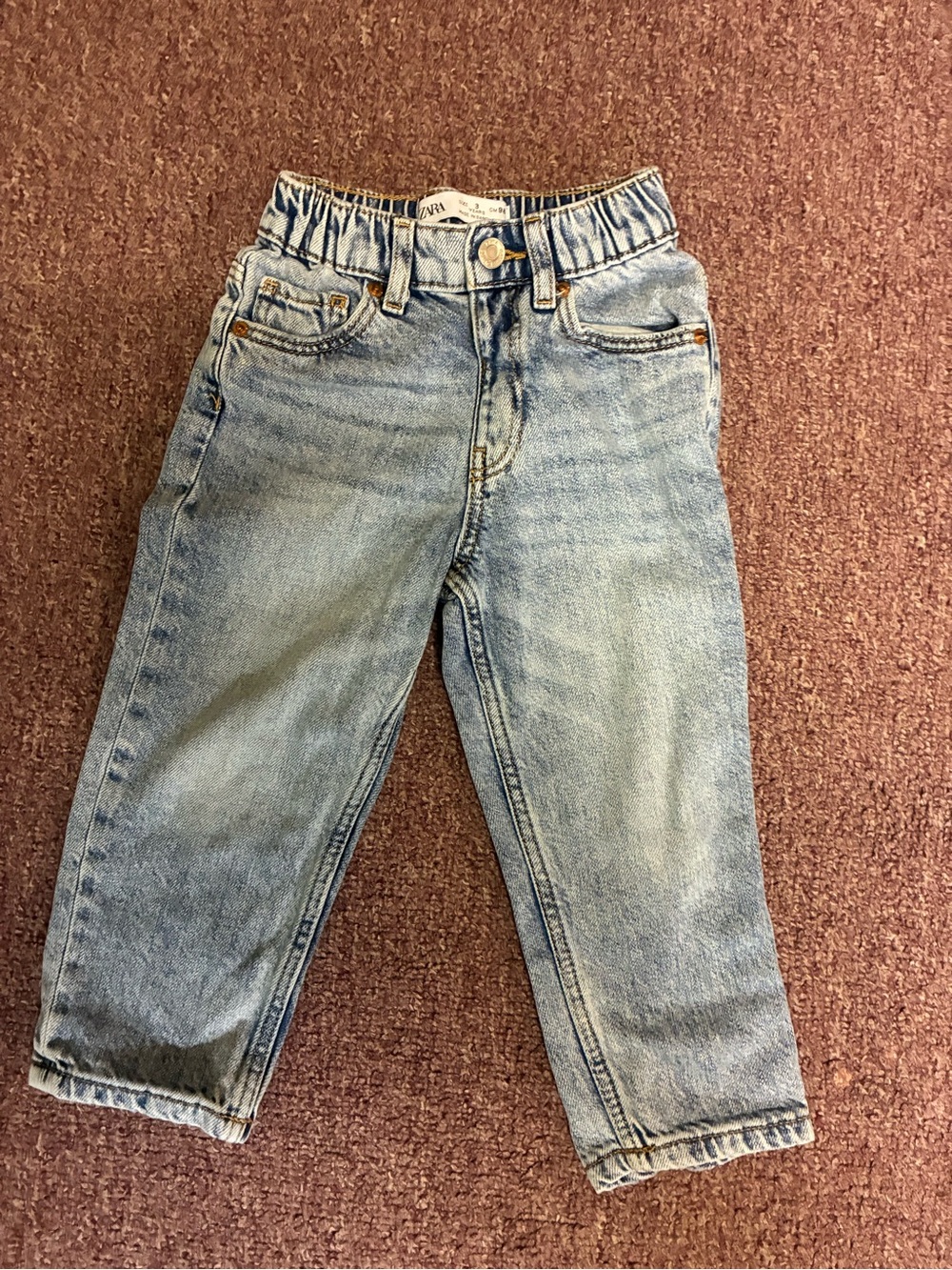 Zara Kids Light Wash Elastic Waist Denim Jeans